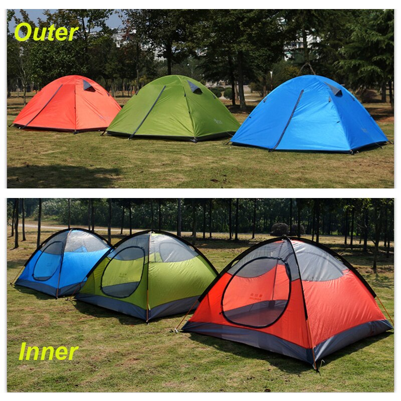 Cheap Goat Tents 3 Season Camping Tent 2 3 Person Lightweight Backpacking Windproof Two Doors Double Layer  Aluminum Rods Outdoor Family Travel   
